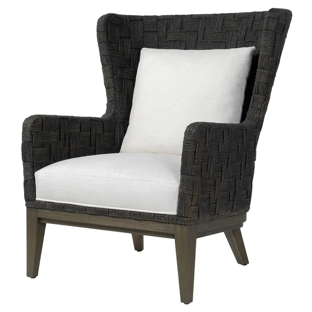 Dillon Wing Chair - Beige, Abaca Rope