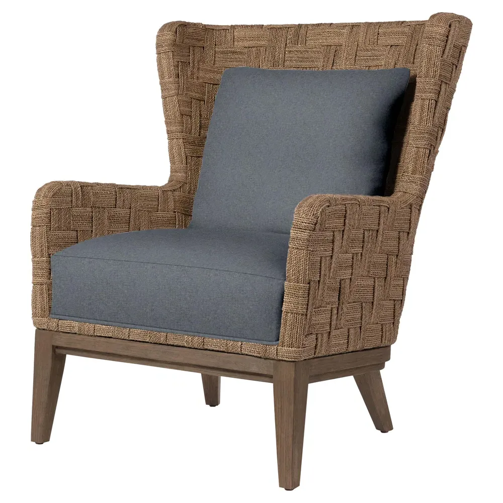 Dillon Wing Chair - Blue, Abaca Rope