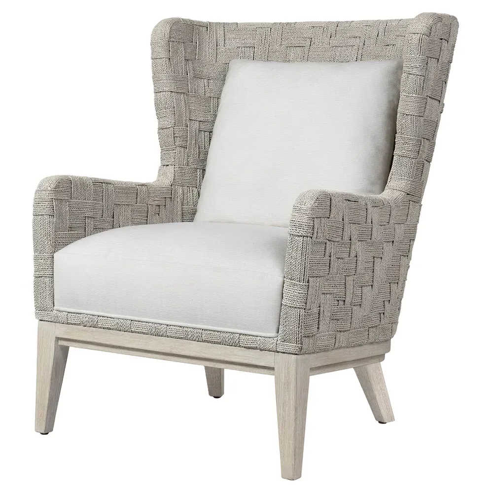 Dillon Wing Chair - Off White, Abaca Rope