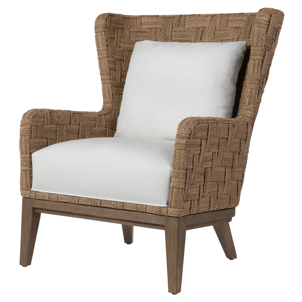 Dillon Wing Chair - Off White, Abaca Rope