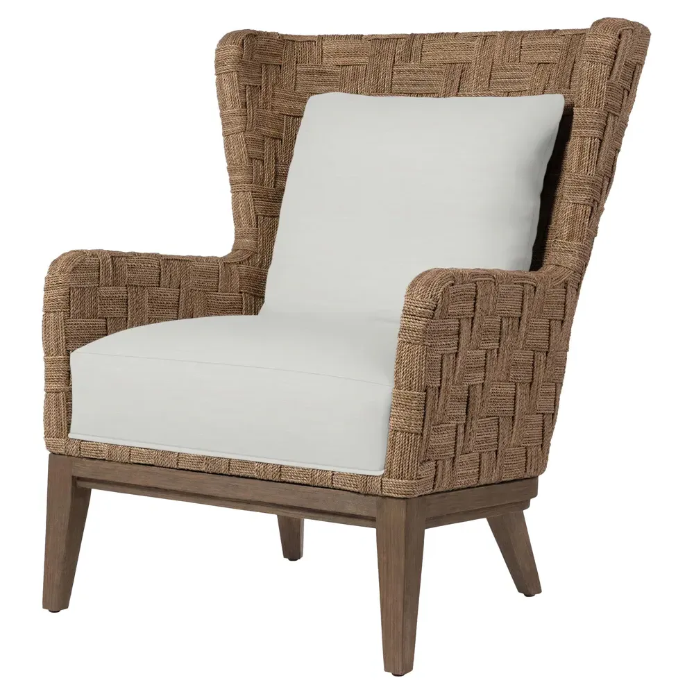 Dillon Wing Chair - White, Abaca Rope