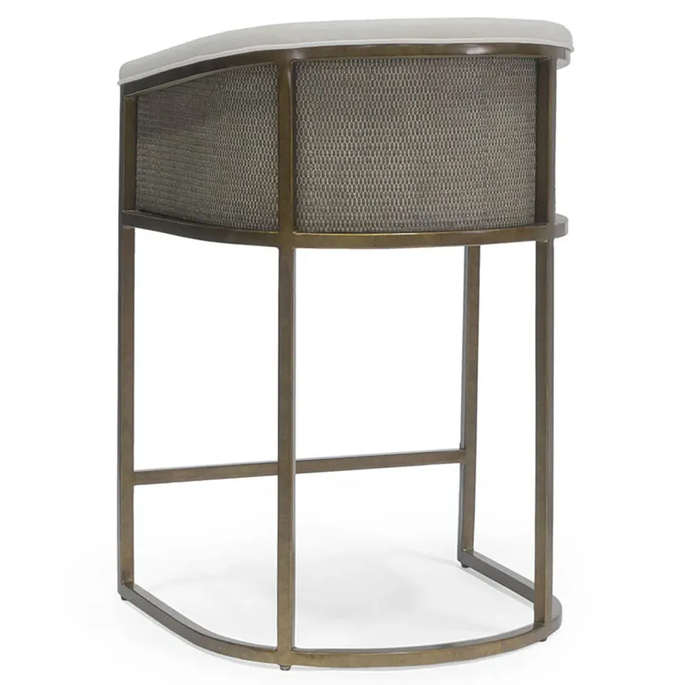 Donovan Counter Stool - Gold, White Performance Fabric