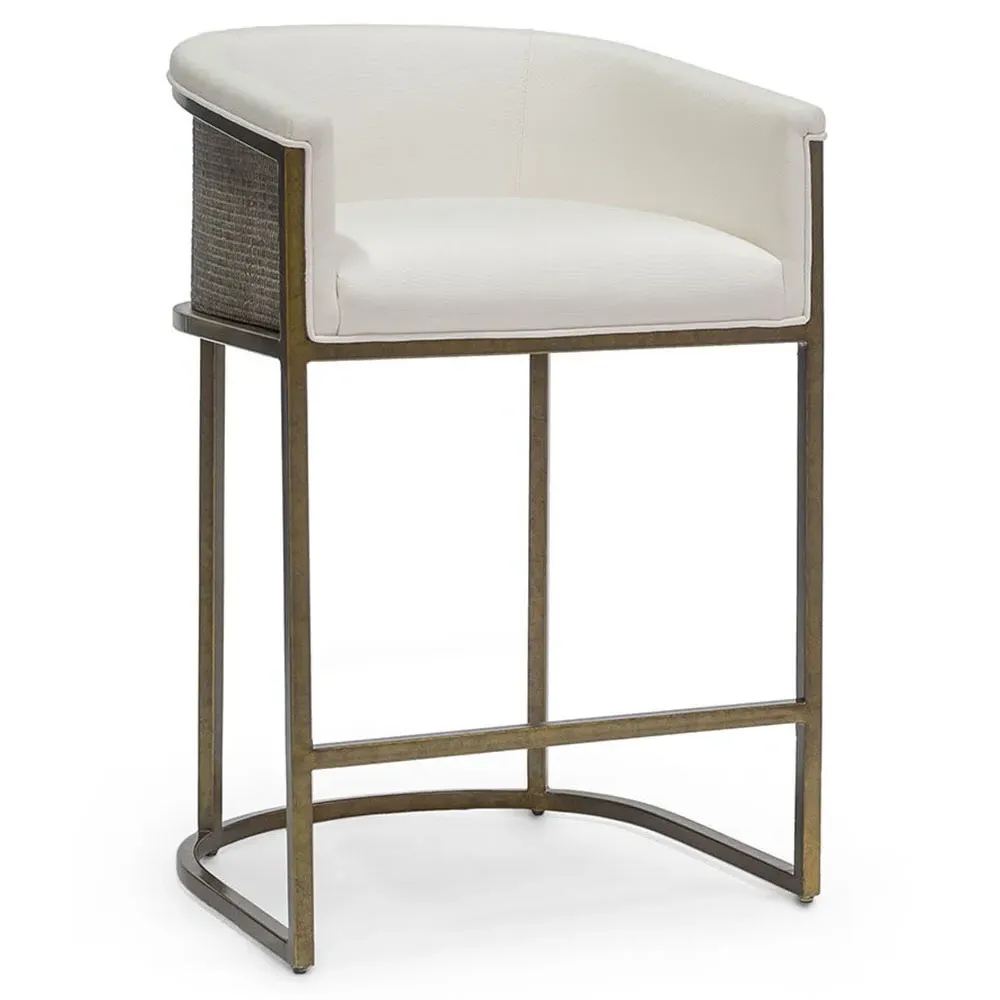 Donovan Counter Stool - Gold, White Performance Fabric image