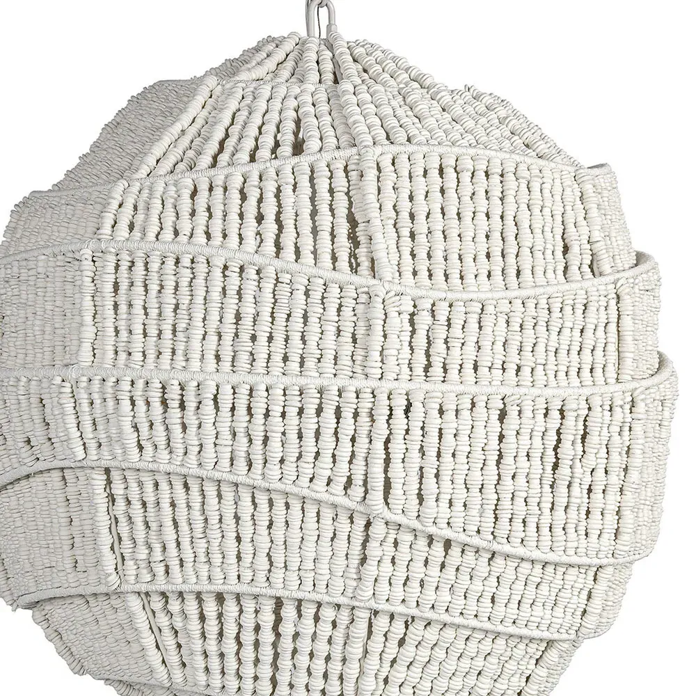 Elodie Globe Pendant Light - Cream, Coco Beads