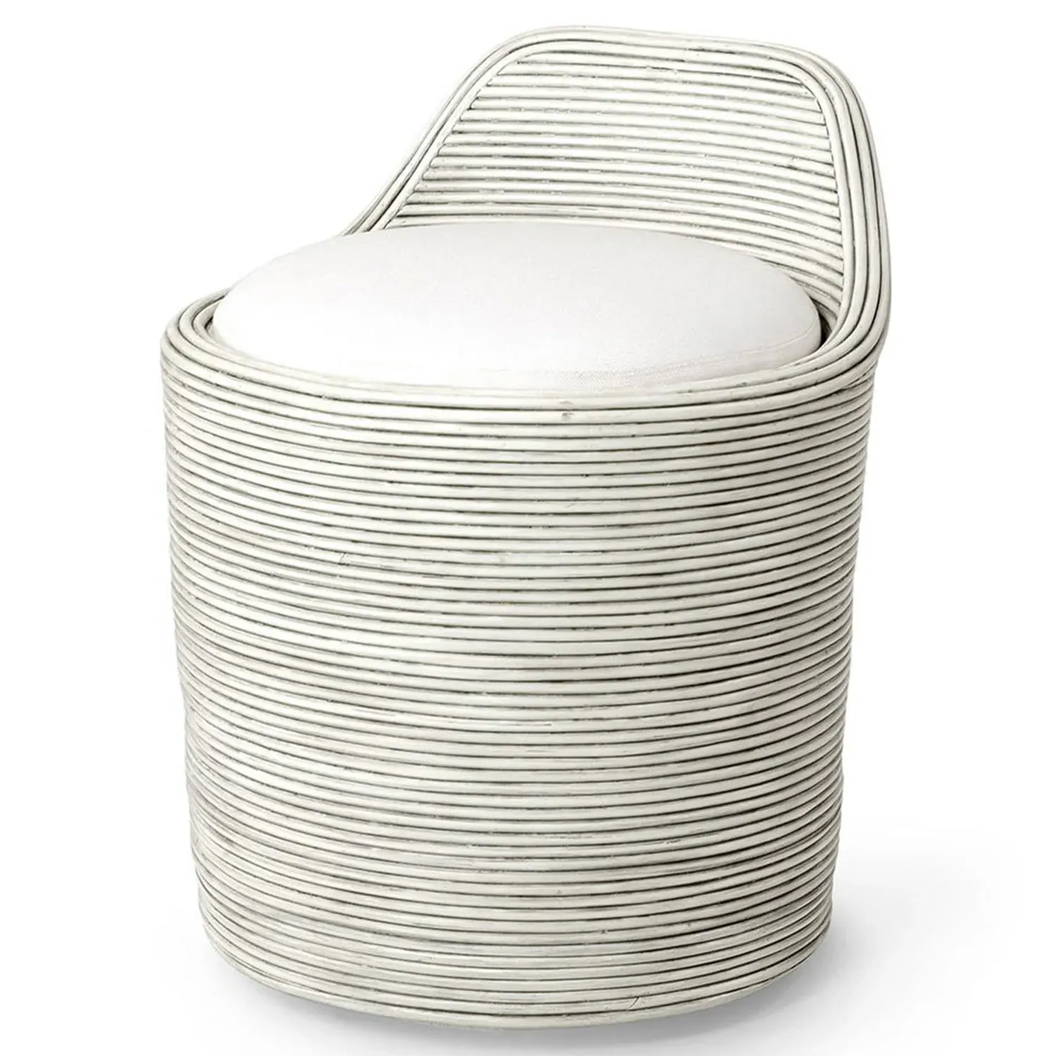 Enzo Swivel Stool - White, Rattan image