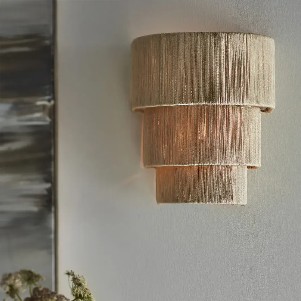 Everly 3-Tier Wall Sconce - Brown, Abaca Rope