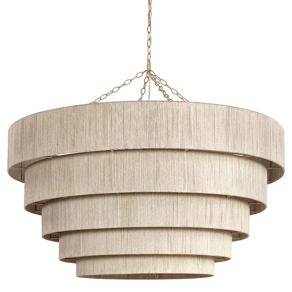 Everly 5 Tier Chandelier - Beige, Abaca Rope