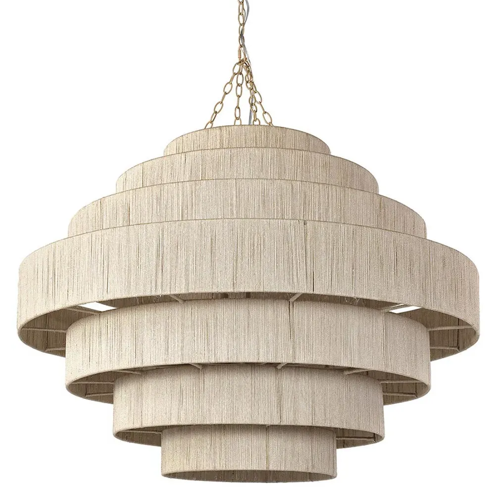 Everly Large Chandelier - Beige, Abaca Rope