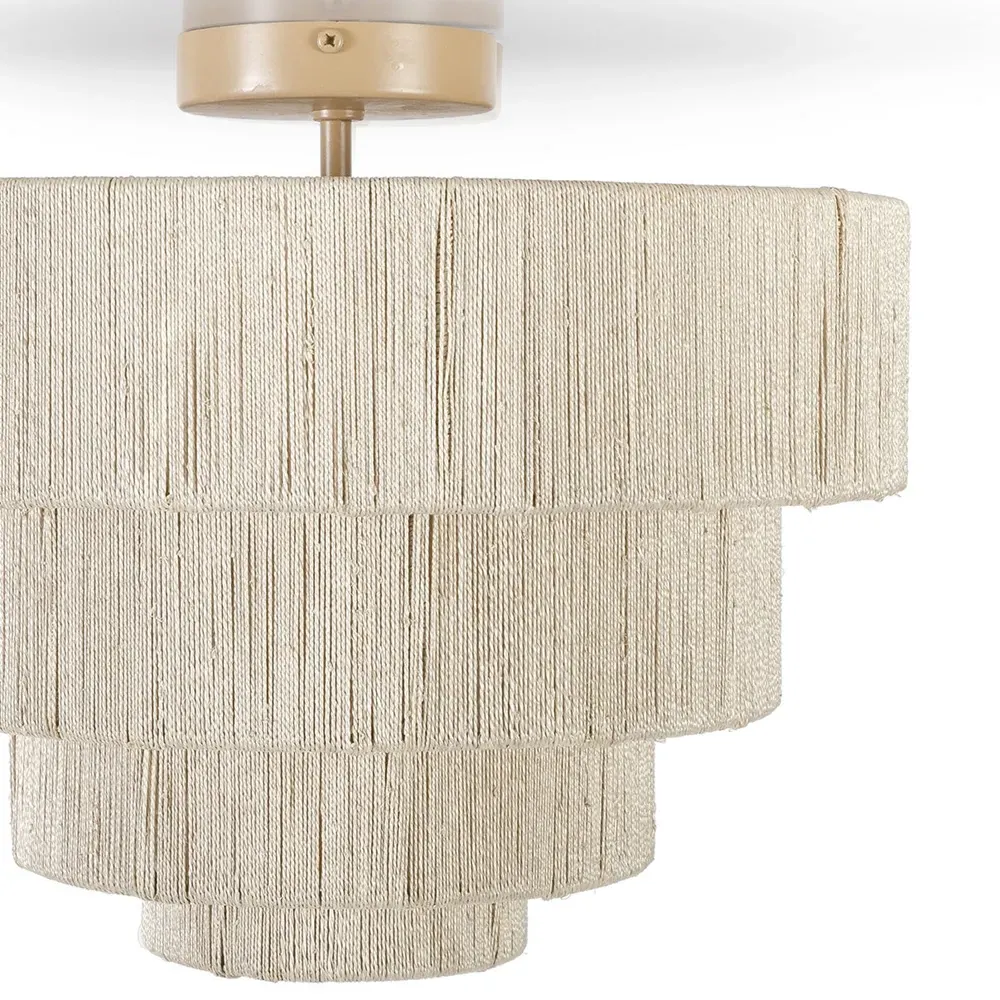 Everly Semi Flush Mount Light - Brown, Abaca Rope