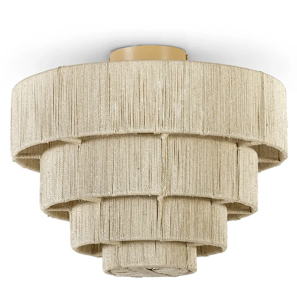 Everly Semi Flush Mount Light - Brown, Abaca Rope