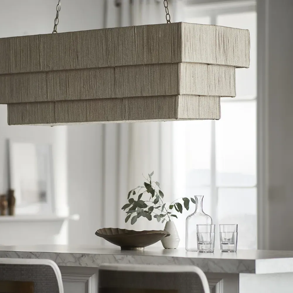 Everly Shaded Chandelier - Natural, Abaca Rope