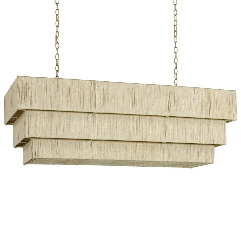 Everly Shaded Chandelier - Natural, Abaca Rope