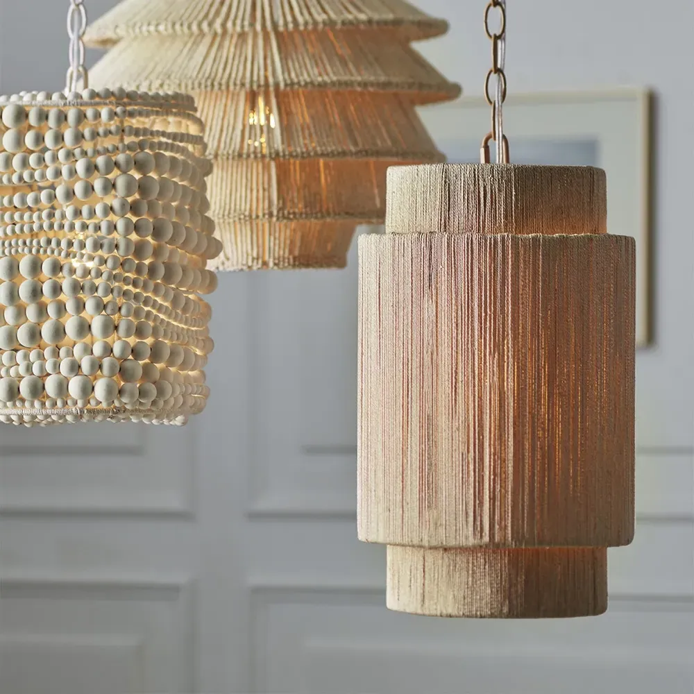 Everly Single Pendant Light - Brown, Abaca Rope