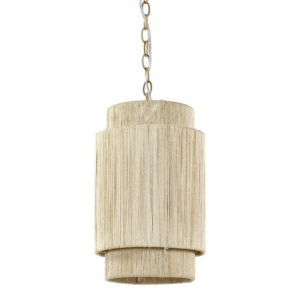 Everly Single Pendant Light - Brown, Abaca Rope