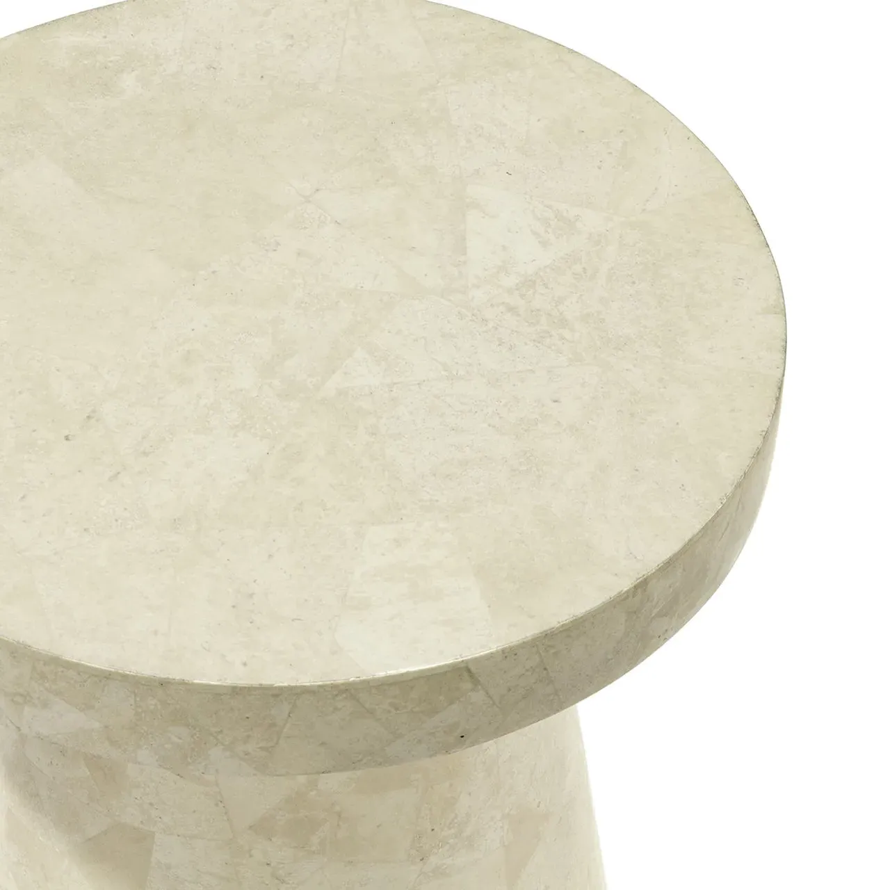 Foley Round Outdoor Side Table - White, Stone