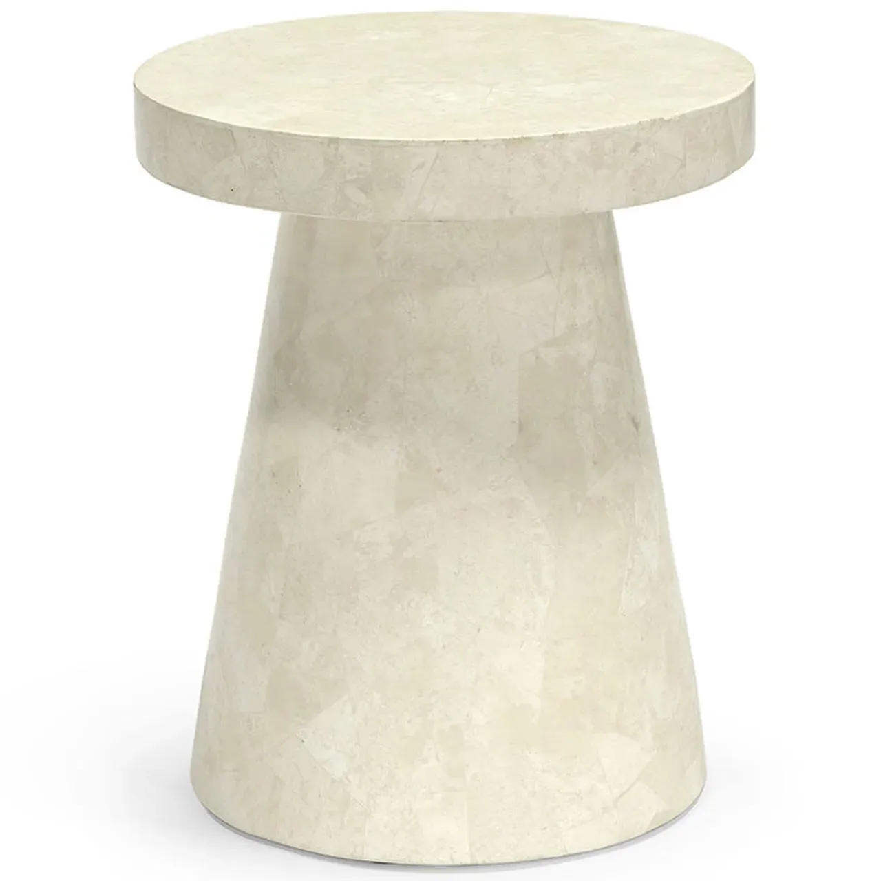 Foley Round Outdoor Side Table - White, Stone image