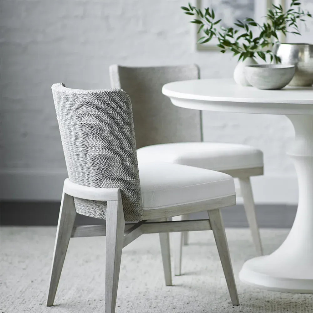 Francis Dining Side Chair - White, Seagrass Rope