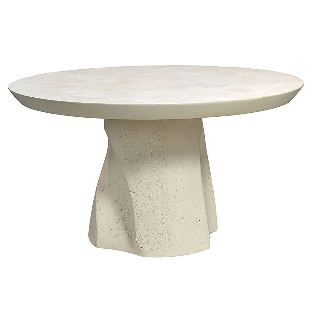 Fraser Round Outdoor Dining Table - White, Agate Stone image