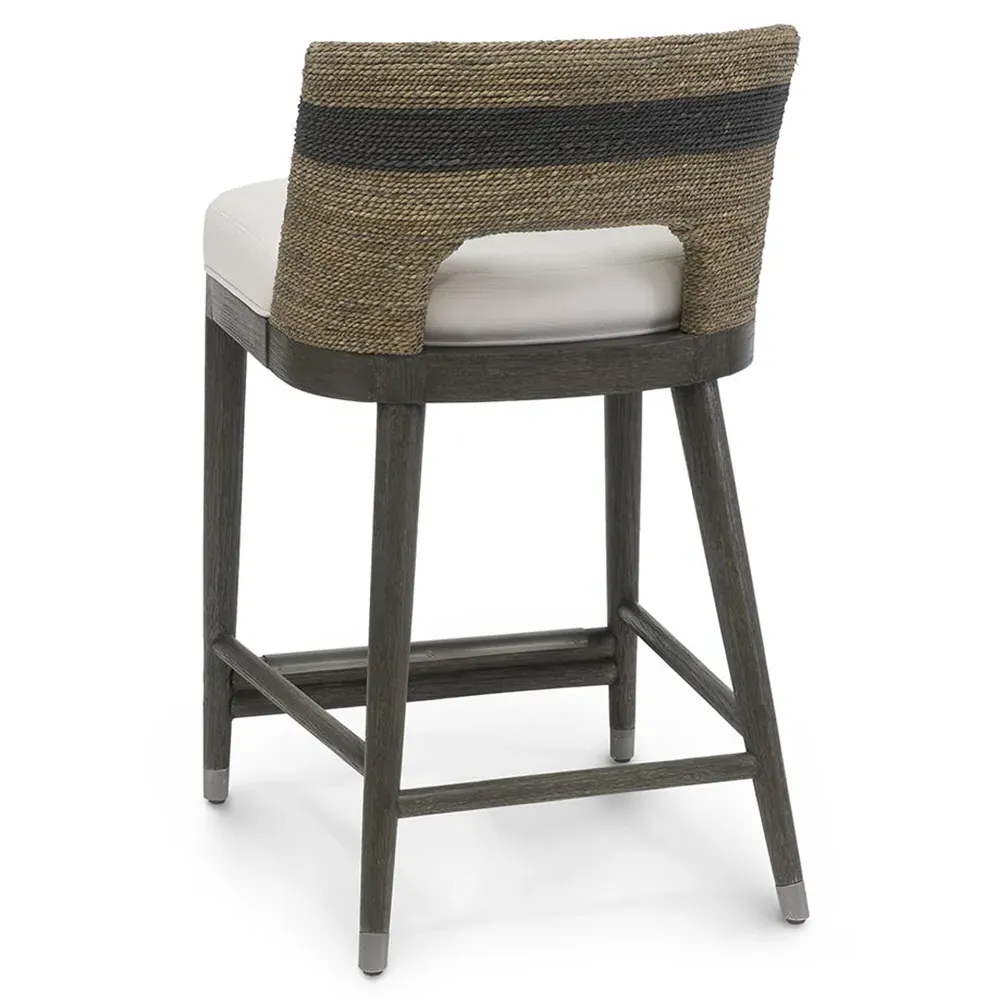 Fritz Striped Rope Counter Stool - Grey, Performance Fabric