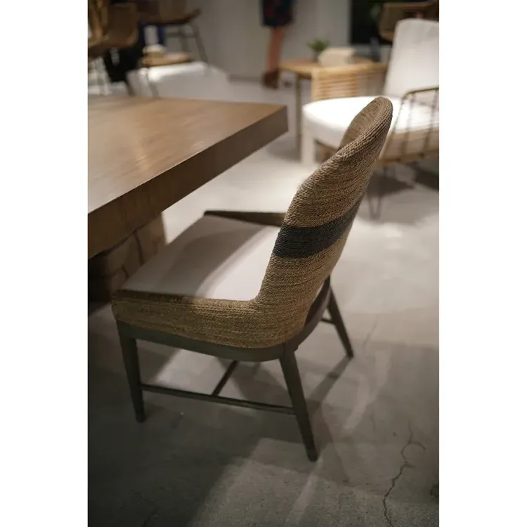 Fritz Striped Rope Side Chair - Grey, Performance Fabric