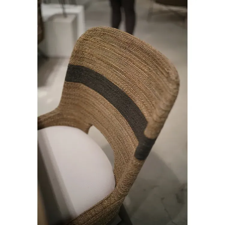 Fritz Striped Rope Side Chair - Grey, Performance Fabric