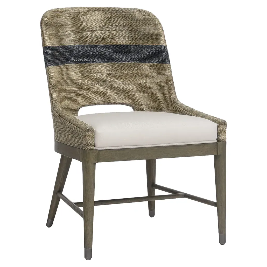 Fritz Striped Rope Side Chair - Grey, Performance Fabric