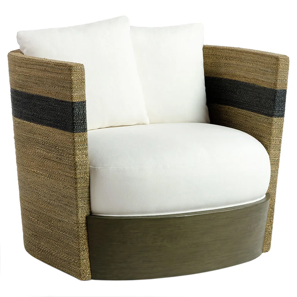 Fritz Swivel Barrel Chair - Brown, Lampakanai Rope