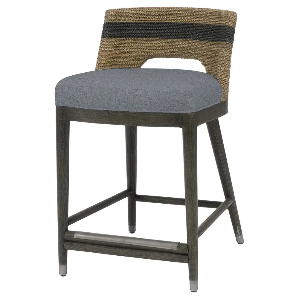 Fritz Woven Rope Counter Stool - Blue, Wood image