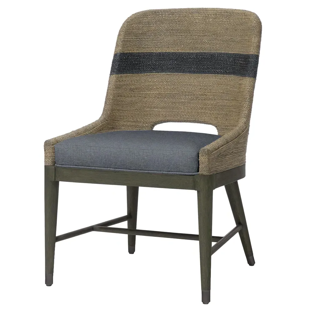 Fritz Woven Rope Dining Chair - Blue, Wood