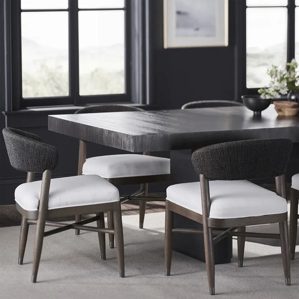 Gordon Rope Dining Side Chair - Black, Performance Fabric