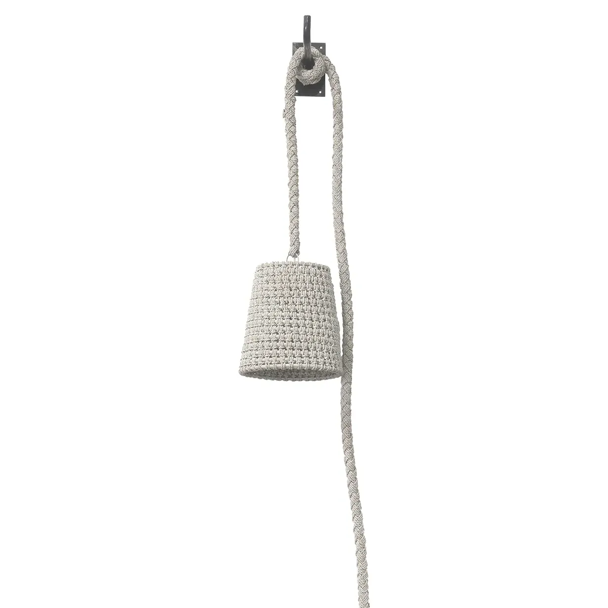 Green Oaks Hanging Wall Pendant - White Sand, Abaca Rope