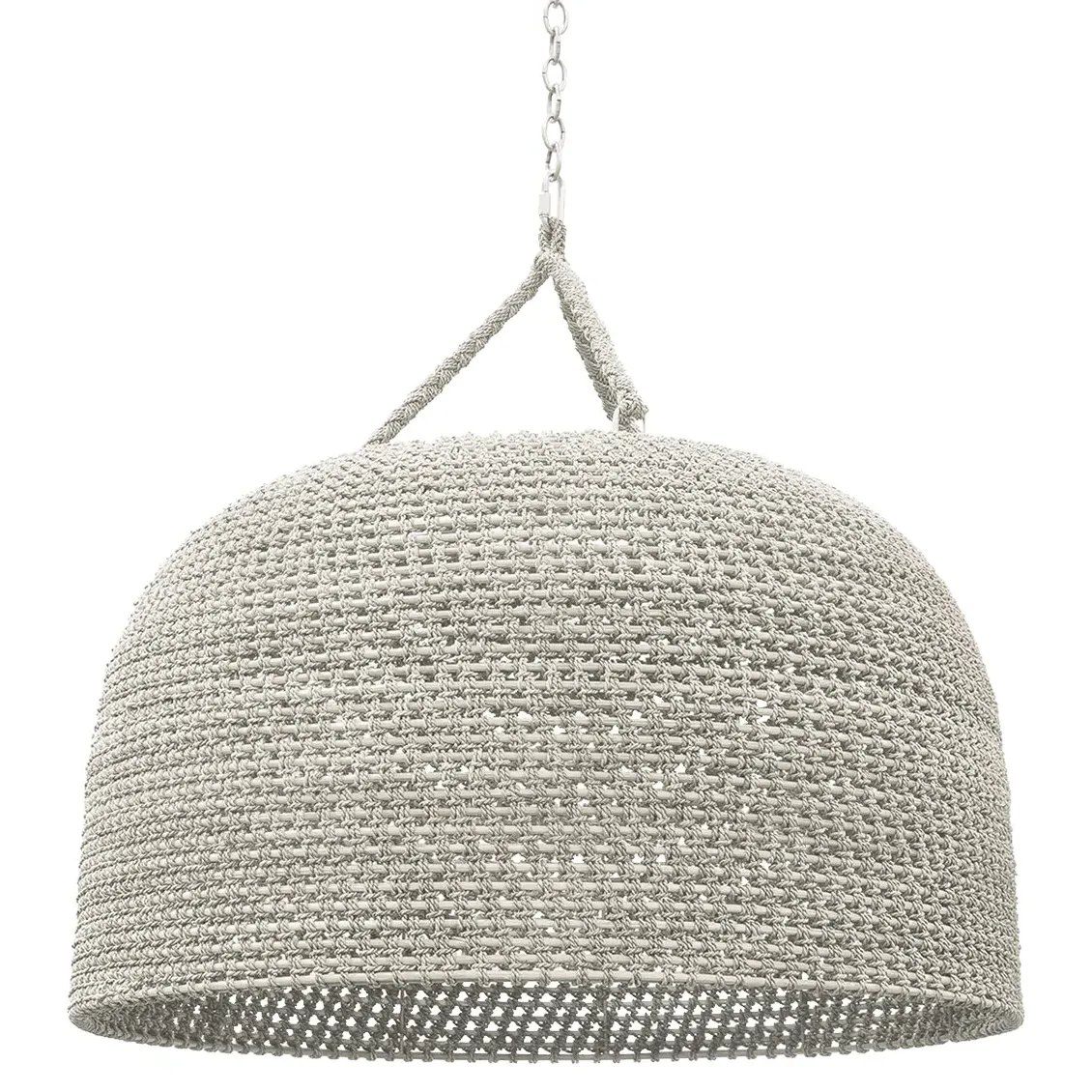 Green Oaks Large Woven Abaca Rope Dome Pendant - White