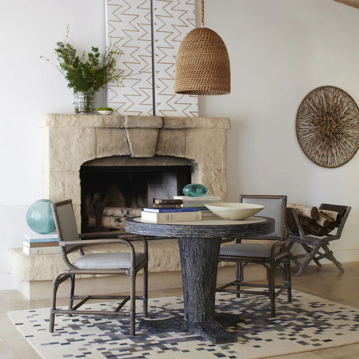 Green Oaks Rope Rattan Woven Pendant - Beige