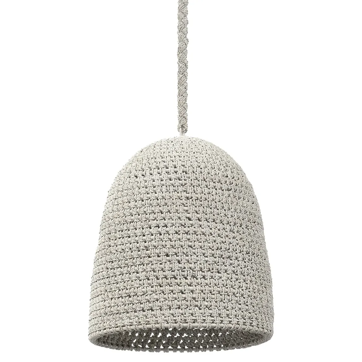 Green Oaks Small Woven Abaca Rope Dome Pendant - White