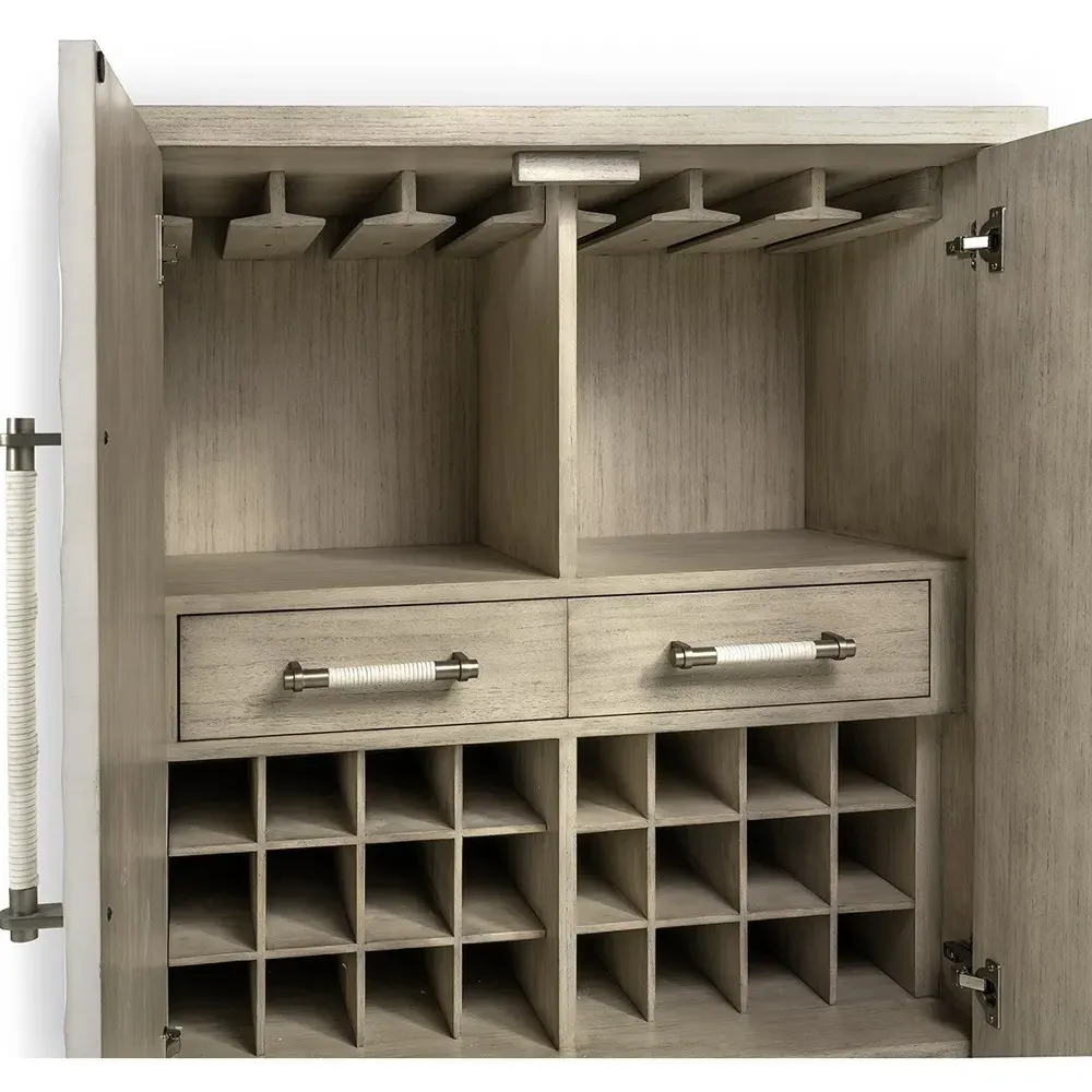 Halloway Bar Cabinet with Storage - Grey, Hardwood