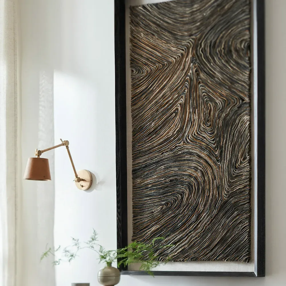 Harlowe Abstract Mixed Media Wall Art - Charcoal, Oak