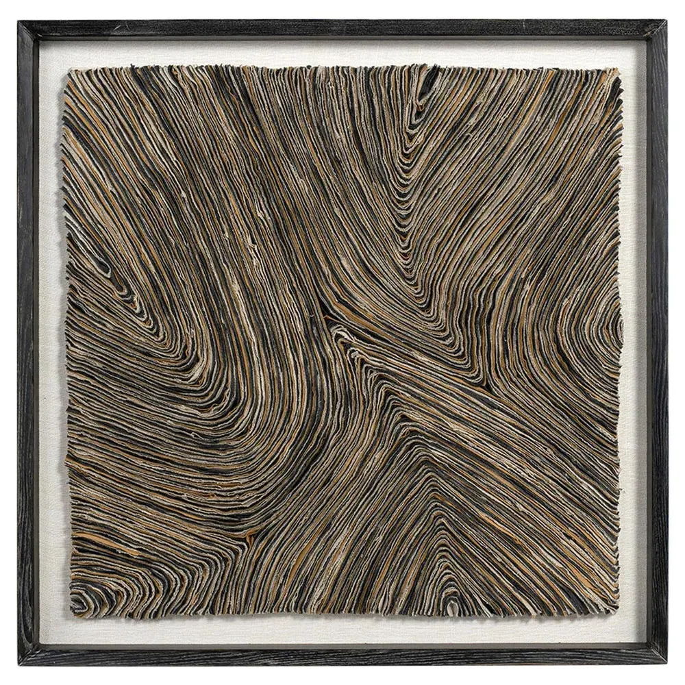 Harlowe Abstract Mixed Media Wall Art - Charcoal, Oak image
