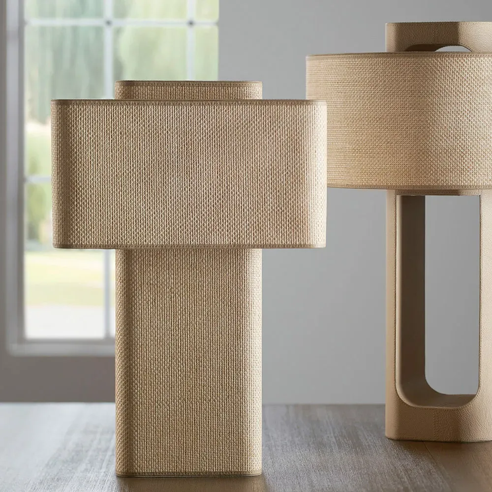 Harmon Table Lamp with Raffia Shade - Natural, Wood