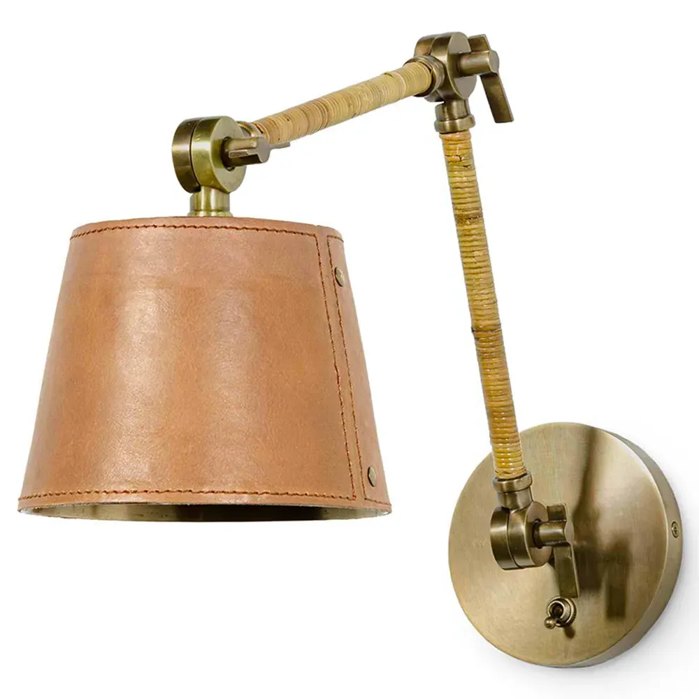 Hendrick Arm Sconce with Rattan Detail - Antique Brass image