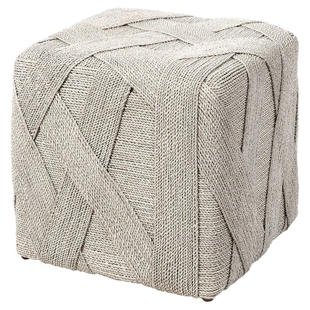 Henley Square Ottoman - Whitewash, Lampakanay Rope image