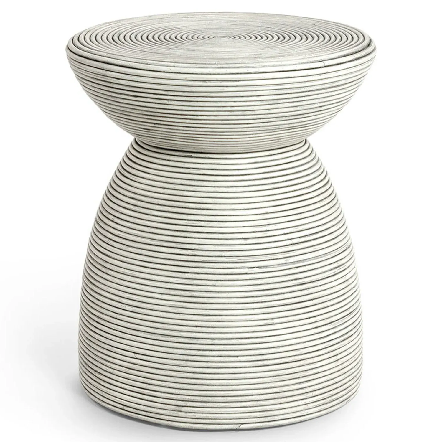 Hewitt Round Side Table - White, Rattan image