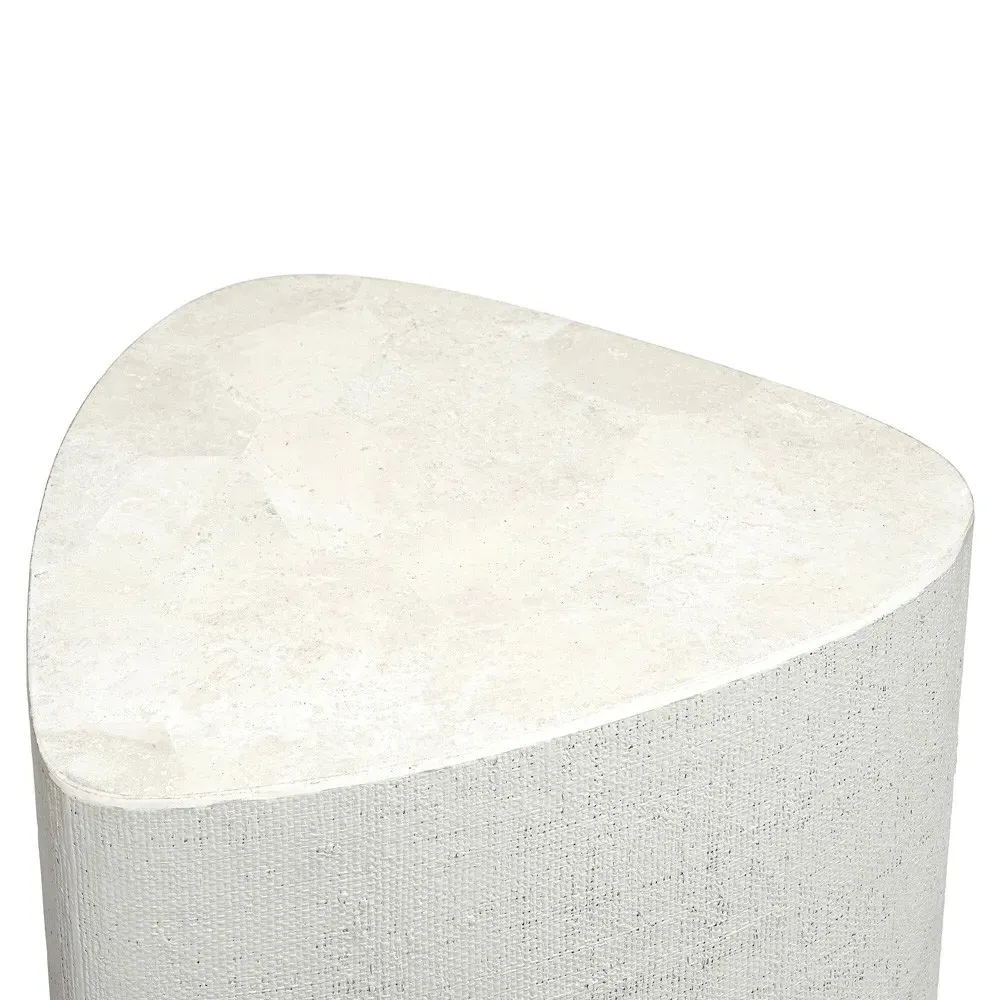 Holland Outdoor Side Table - White, Agate Stone