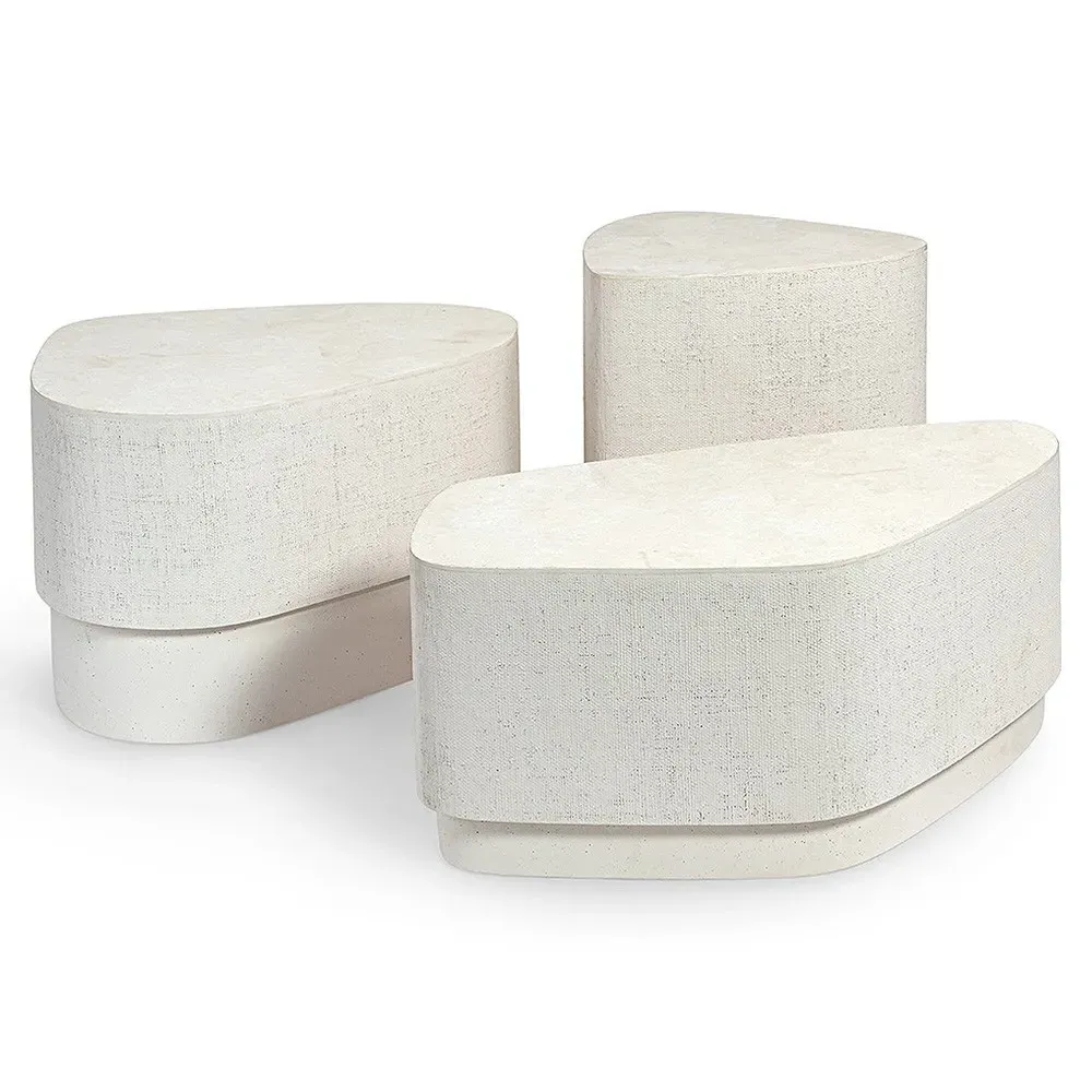 Holland Outdoor Side Table - White, Agate Stone
