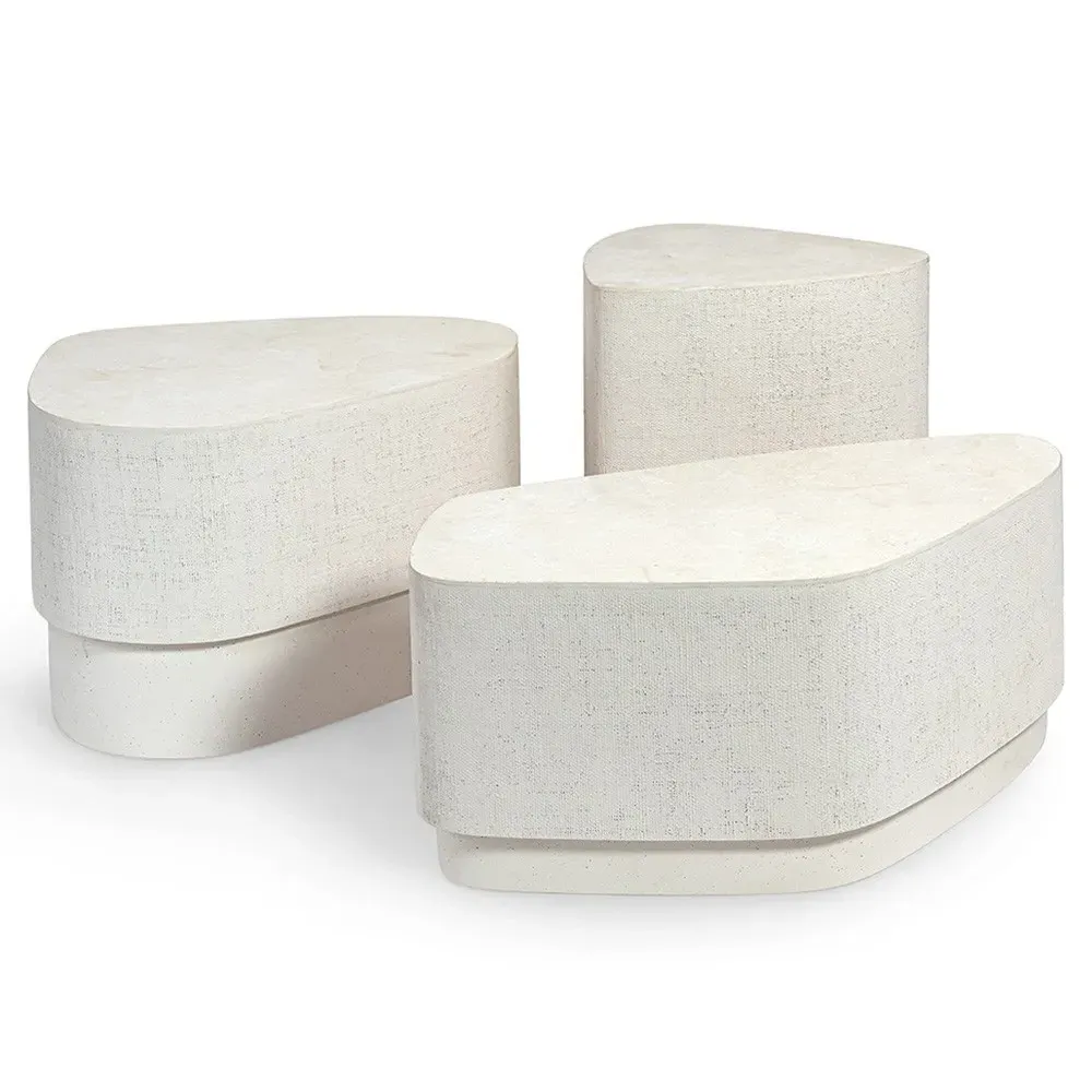 Holland Short Outdoor Coffee Table - White, Agate Stone