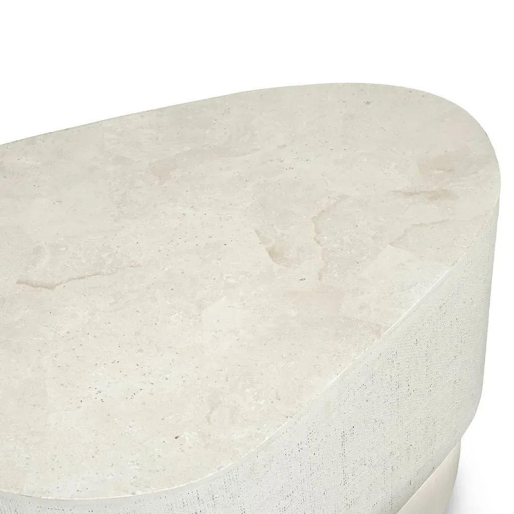 Holland Tall Outdoor Coffee Table - White, Agate Stone