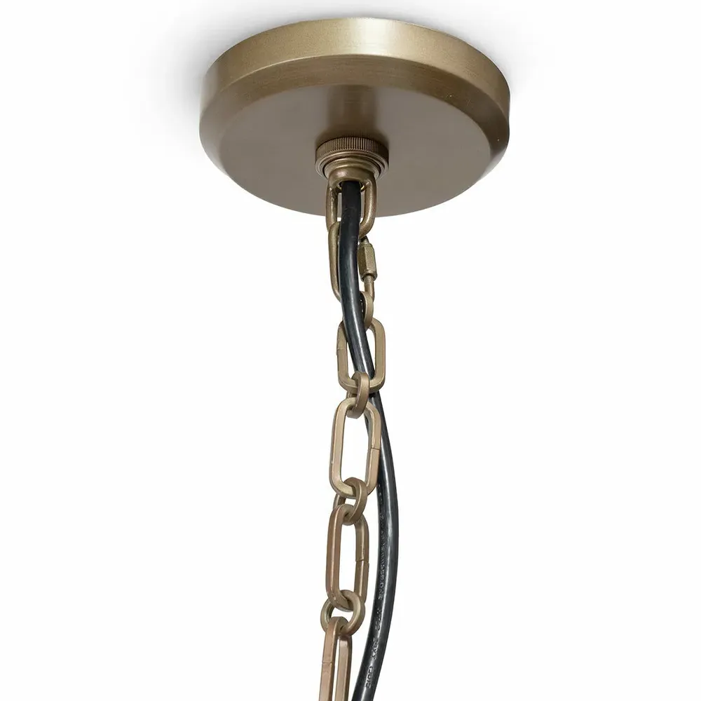 Hollister Large Outdoor Lantern Chandelier - Brown, Rattan