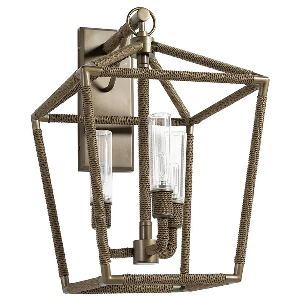 Hollister Twisted Rattan Rope Outdoor Sconce - Brown image