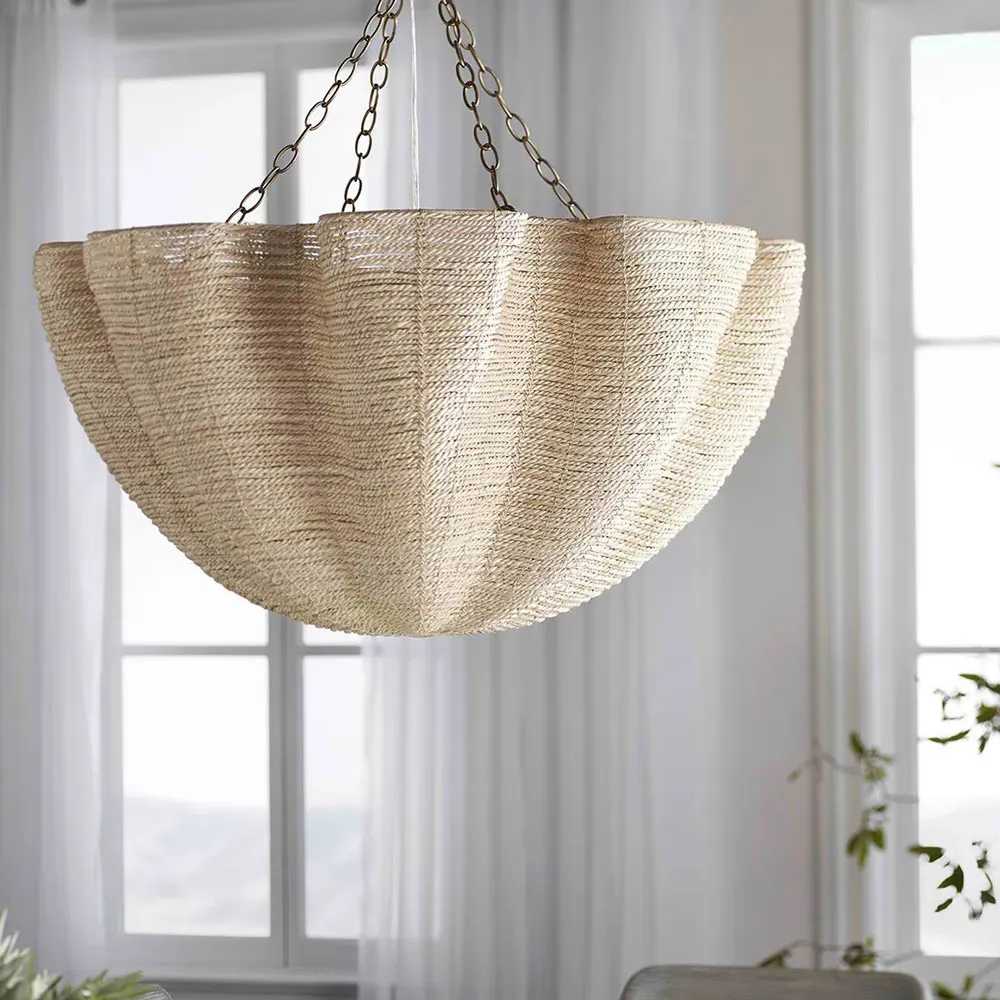 Isla Woven Rope Chandelier - Natural, Metal