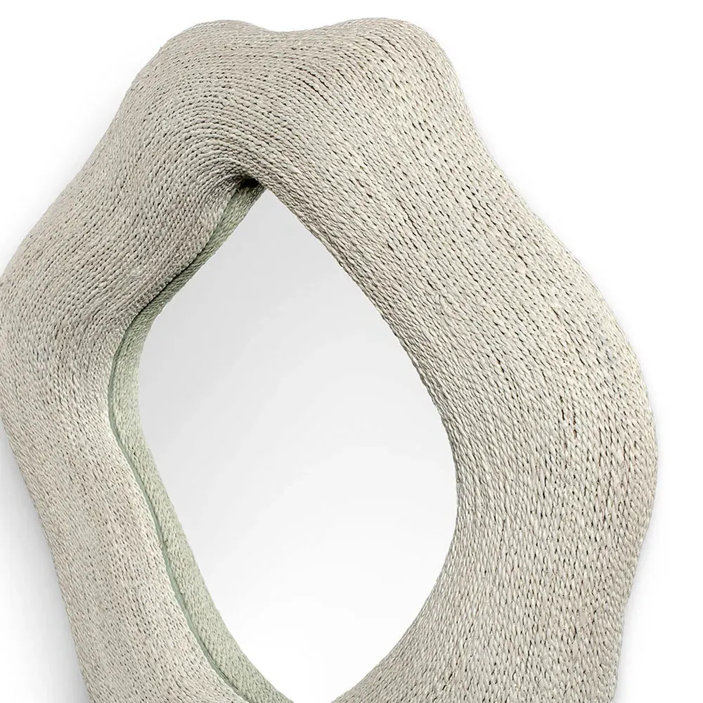 Jaden Medium Round Wall Mirror - White, Lampakanai Rope