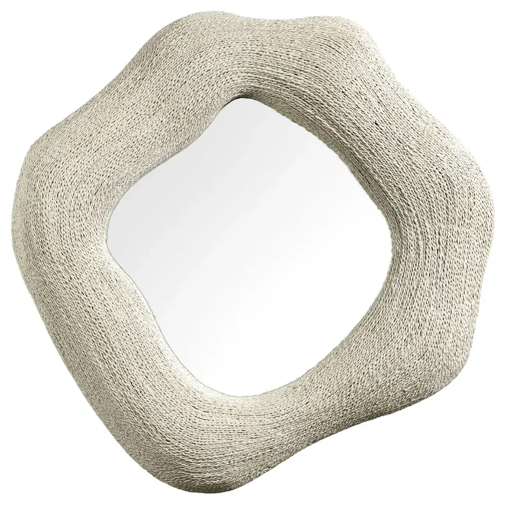 Jaden Medium Round Wall Mirror - White, Lampakanai Rope
